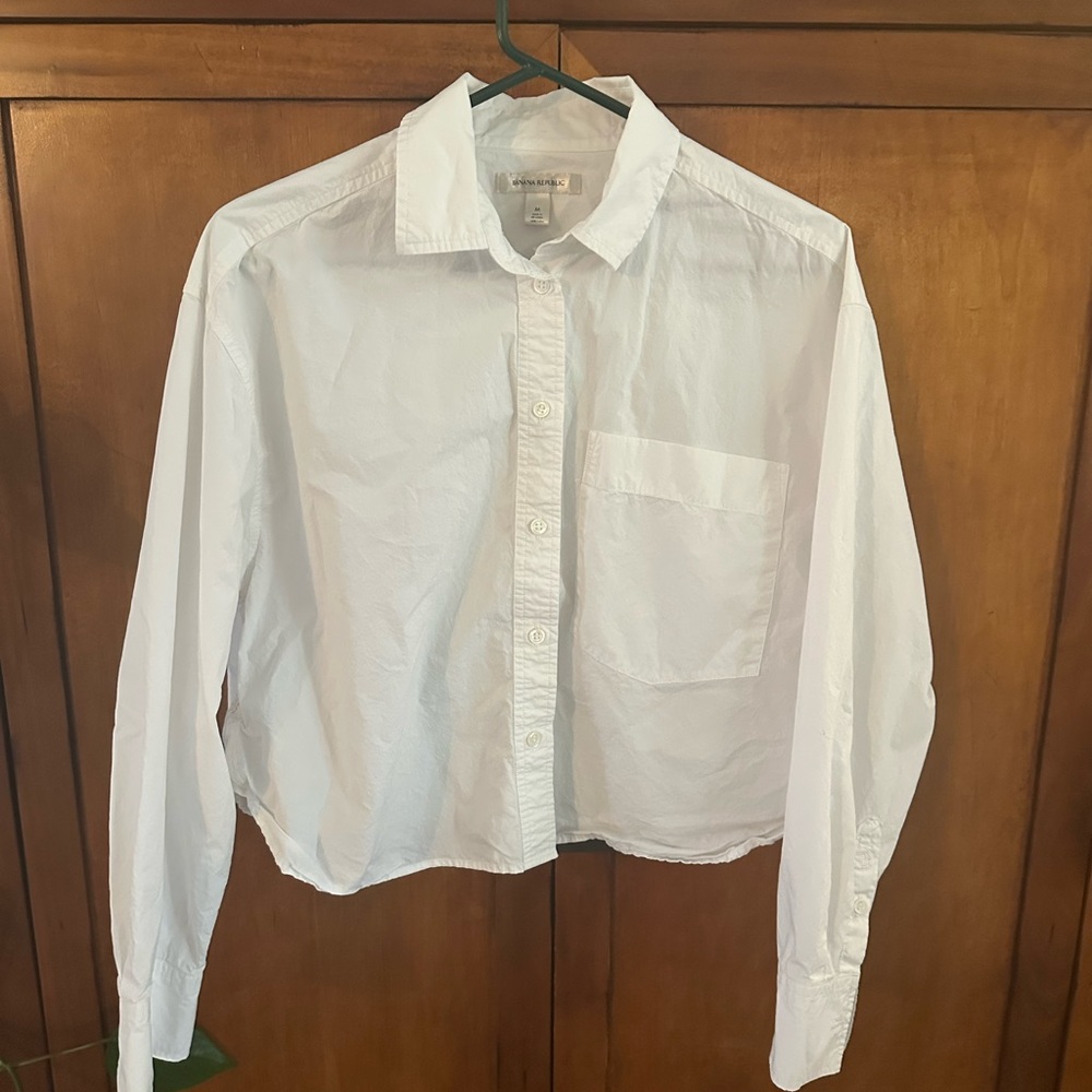 Banana Republic Classic White Cotton Blouse